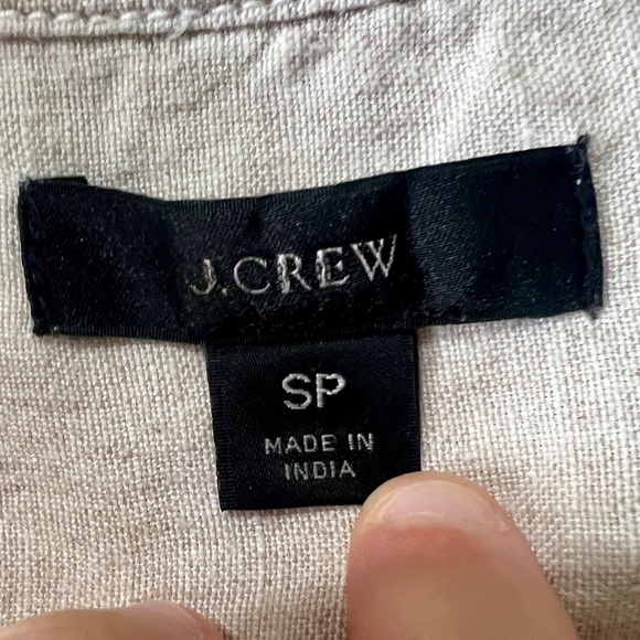 J. Crew 100% Linen Oatmeal Popover Blouse - Small Petite - Picture 10 of 10